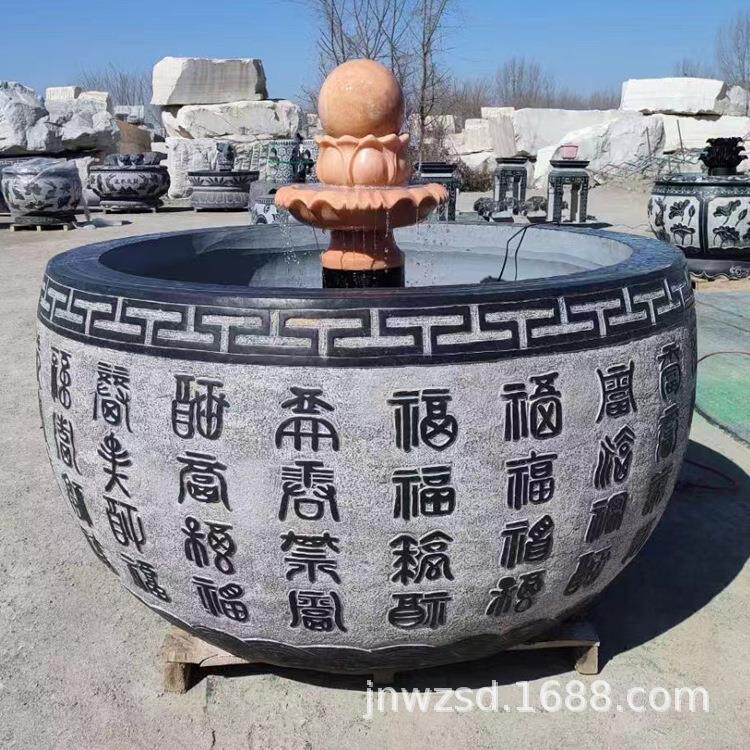 哪里有卖石头鱼缸的 石质百福缸多少钱一个 石制荷花鲤鱼缸图片