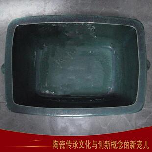 高档长瓷方形鱼缸陶缸金鱼缸锦鲤缸乌缸厅阳台庭院大客缸摆件龟流