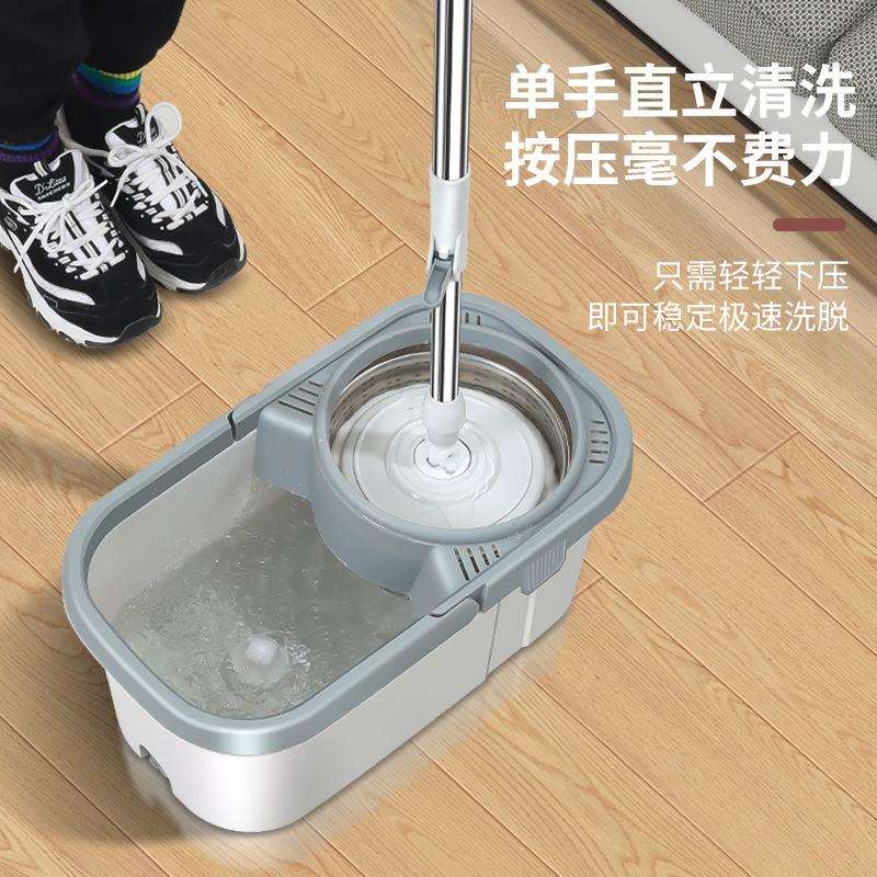 新款直销旋转拖把带桶免手洗懒人拖地神器老式墩布套装手压带轮礼