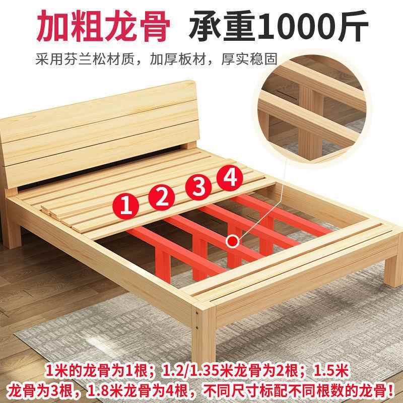 加加厚实木床简约双人床济单型人床家用主卧出租屋直见详情经发件