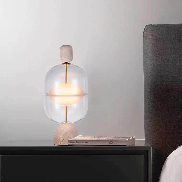 后现代简约客厅玻璃台灯北欧床头卧室书房创意设计师大理石