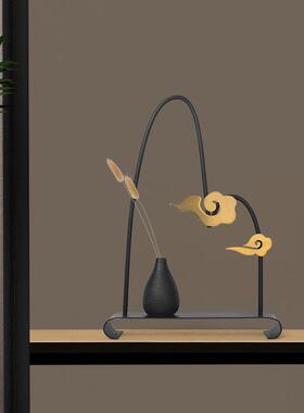 客厅家居摆件中式祥云摆件烤漆家居装饰品金属摆件中国风