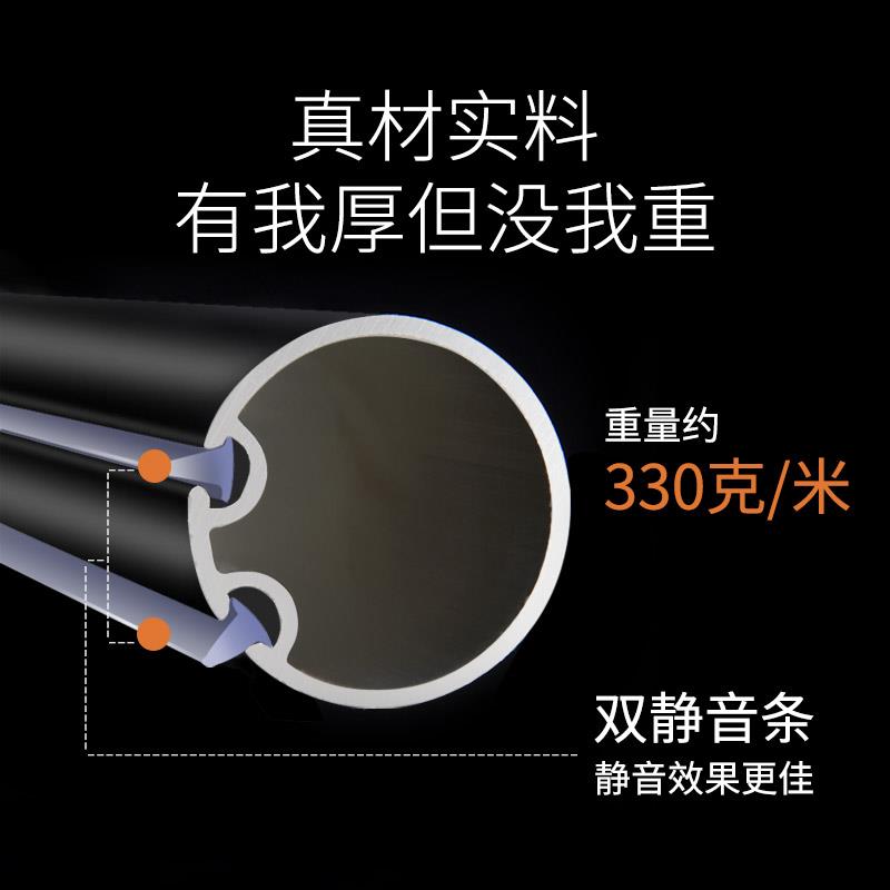 V45O罗马杆窗帘杆单杆双杆双层一整套全顶装轨道杆子铝合金