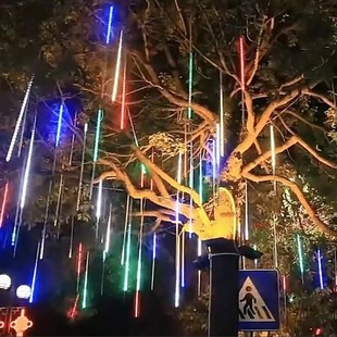 厂家流星雨灯串圣诞户外防水挂灯树上围栏装饰流水灯