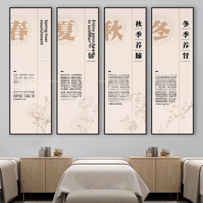 黄帝内经中医养生中心墙体装饰画春夏秋冬影像墙宣传壁画诊所竖挂