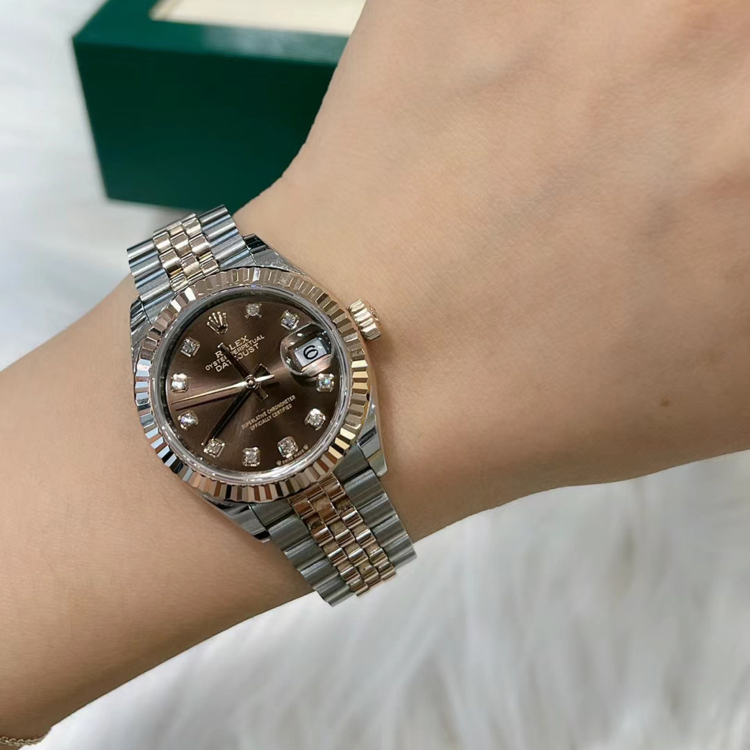 98新劳力士28MM女装日志型18K玫瑰金手表女自动机械279171