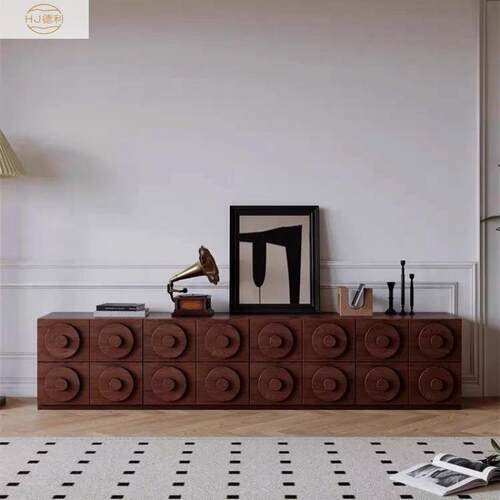 客厅落地复古卡门柜家用实木组合模块卧室复古储物柜中古卡门柜