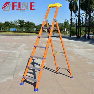 电工绝缘梯人字玻璃钢纤维平台梯扶手围栏高压绝缘凳防护网折叠梯