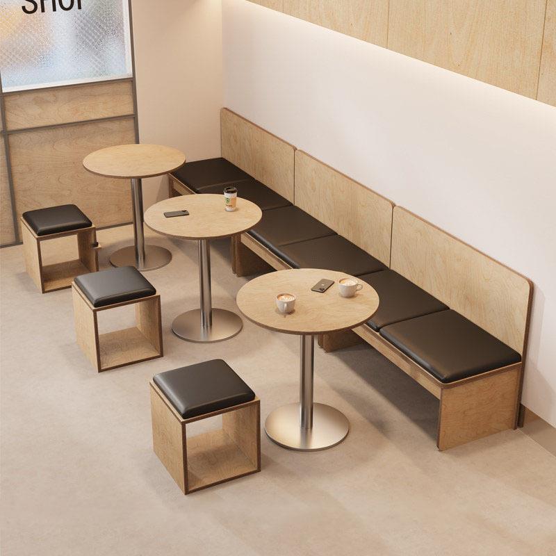 西餐厅料理店原木风靠墙卡座沙发咖啡厅奶茶烘焙店海洋板桌子凳子