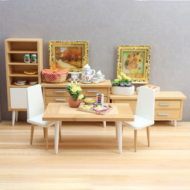 1:12迷你娃娃屋家具DOLLHOUSE模型摆件12分现代仿真厨房桌椅柜子