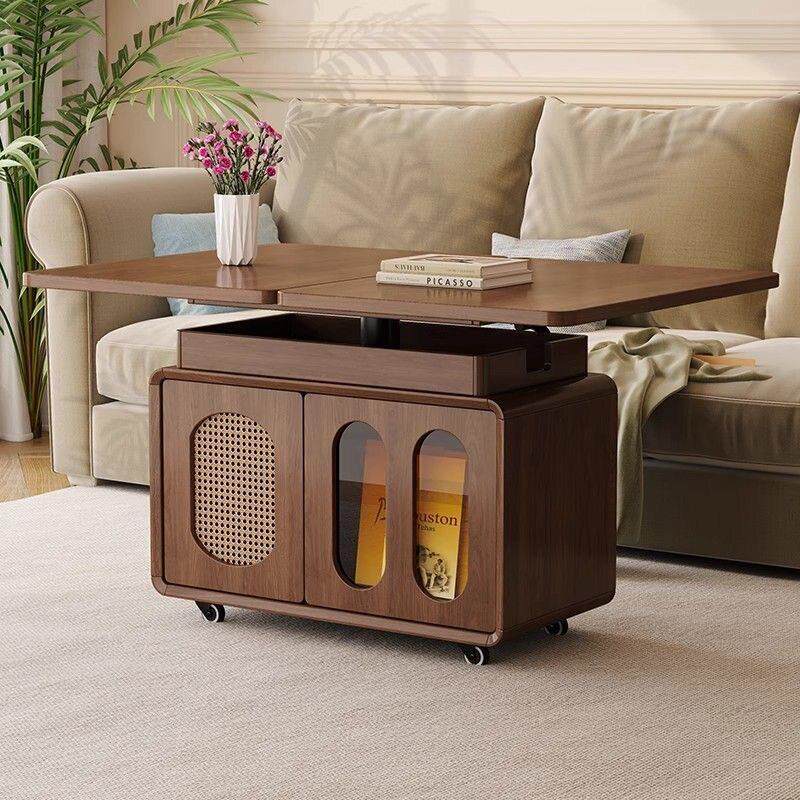 可移动升降折叠实木茶几客厅家用角几储物书桌小户型推车沙发边几