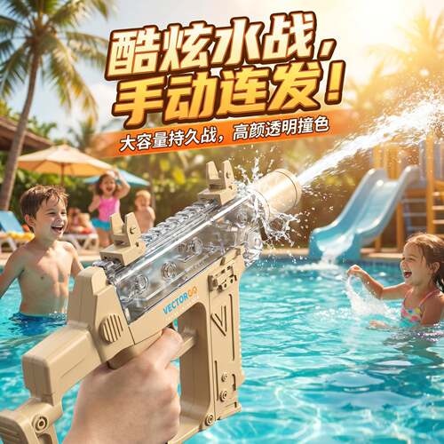 水枪儿童玩具喷水大容量可折叠按压组装夏日打水仗神器2026新款