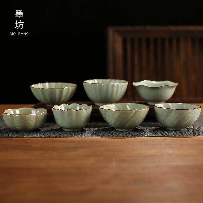 主人新款汝窑中式开片可养茶杯家用陶瓷纯色个人水杯单品茗