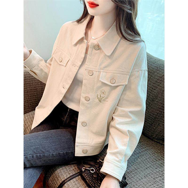 潮牌小香风夹克外套女2025年春秋季新款宽松休闲绣花短款工装上衣