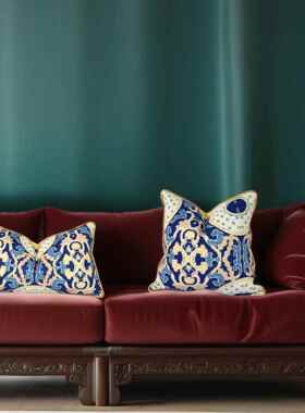 汉尚家居西域国风新中式潮国垫床头COJ抱枕套靠套腰枕靠枕靠背垫