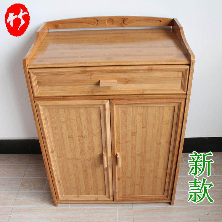 竹制茶水柜非实木餐边柜厨房柜碗盘柜微波炉酒水置物柜阳台收纳柜