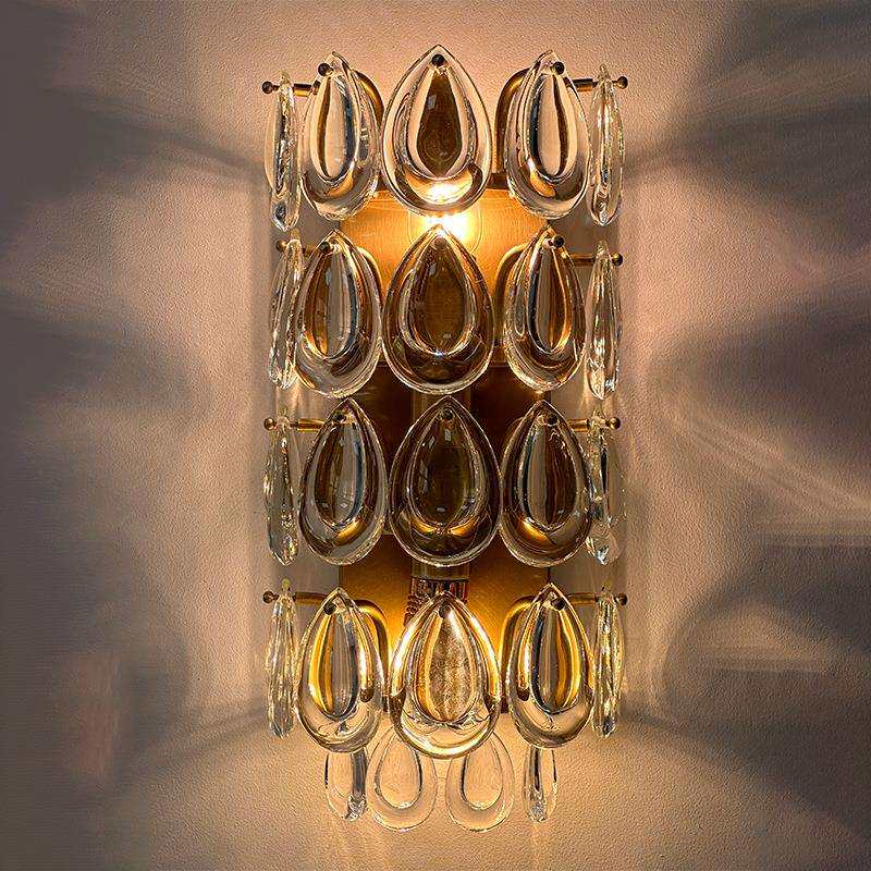 全铜后现代水晶壁灯 简约客厅卧室过道灯创意床头室内LED装饰壁灯