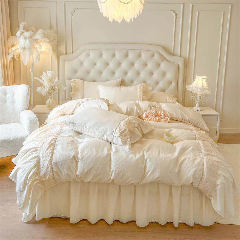 2025新款水洗磨毛花边床裙款四件套系列-玛奇朵 1.5m床裙2