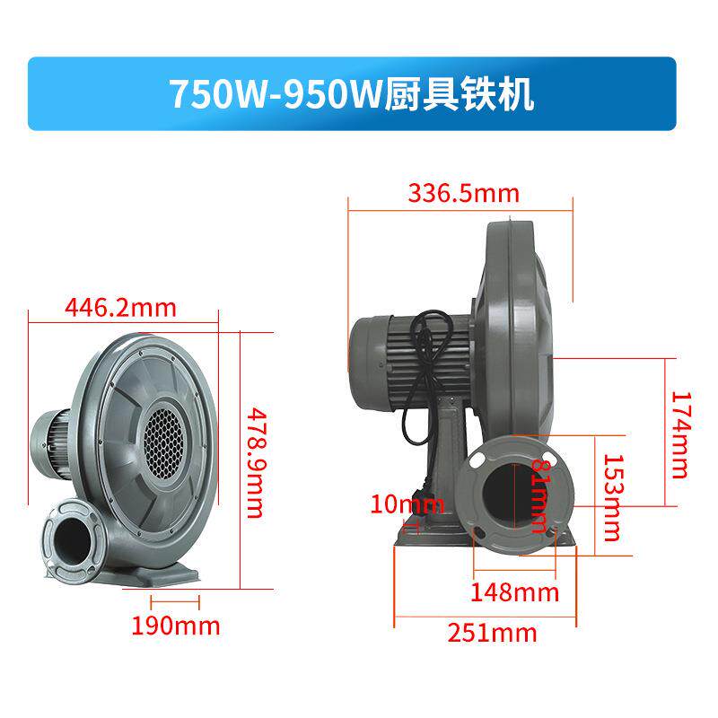 250/950W厨房铁壳中压灶具鼓风机灶炉风机灶台炒炉厨具商用低噪音