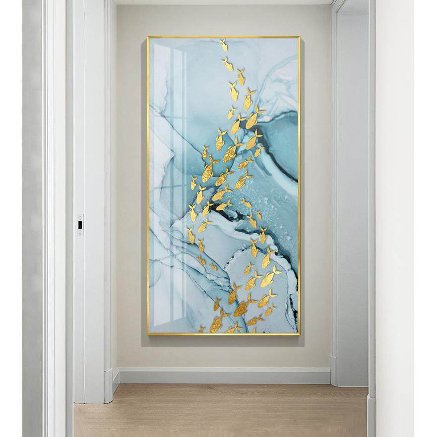 新款直销玄关装饰画新中式飞鸟挂画竖款轻奢风格样板间走廊楼梯过