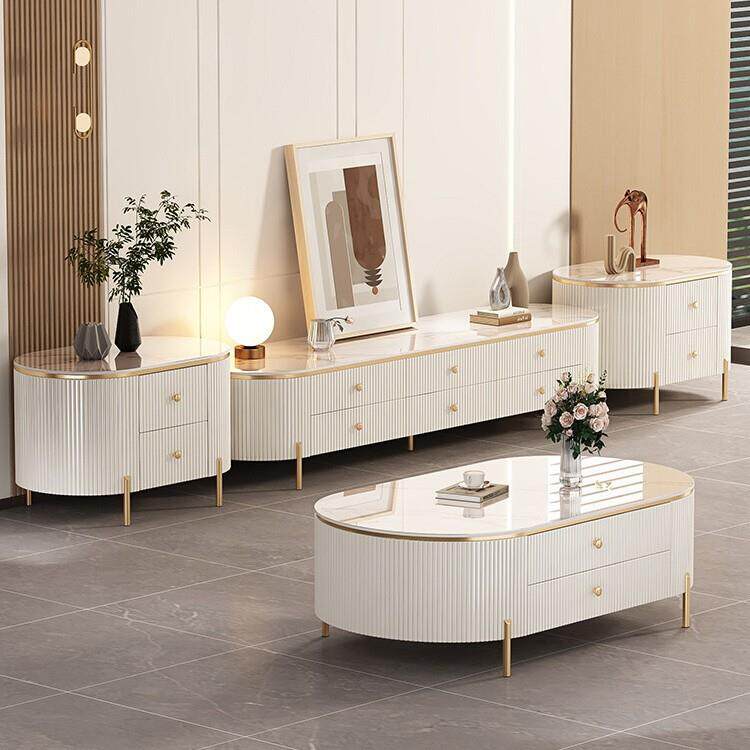 2026新款岩板茶几客厅家用轻奢高级感桌网红小户型椭圆茶几电视柜