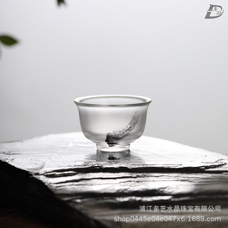 多艺水墨琉璃品茗杯喝茶个人单杯小号大号大气中国风受热主人杯