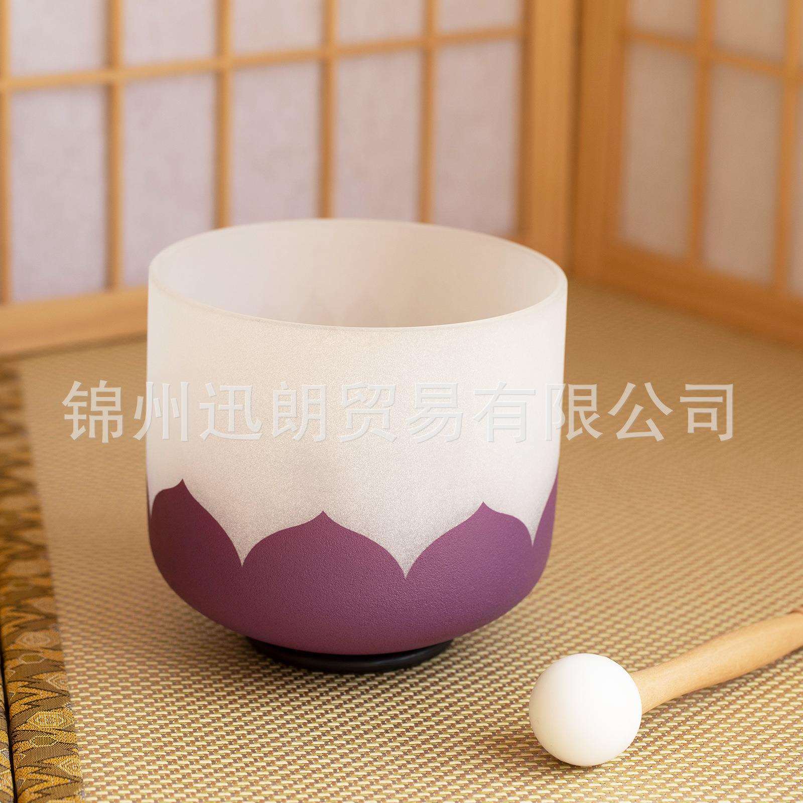 6英寸紫色莲花水晶歌唱碗颂钵水晶音乐钵瑜伽静心减压打击乐器