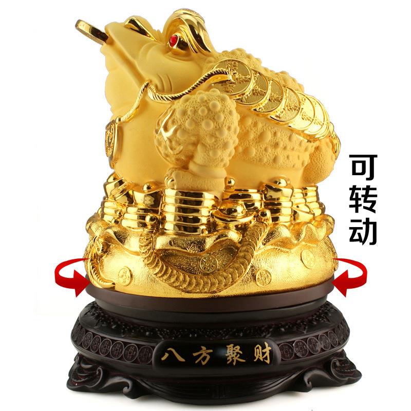 工厂树脂金蟾摆件店铺客厅办公室书桌房展柜三足沙金蟾蜍装饰