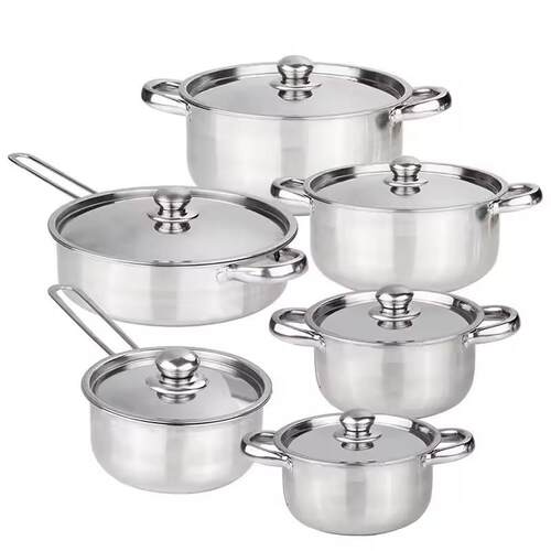 出口墨西哥非洲不锈钢套装锅十二件套商用锅具cookware set pots