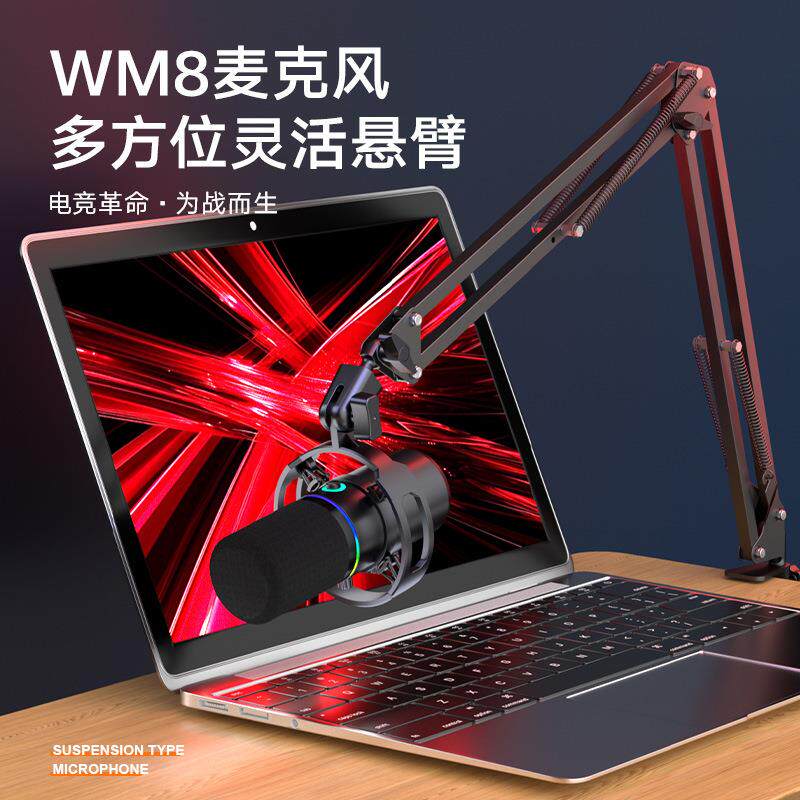 USB动圈麦克风适合XLR连接声卡电脑直播唱歌游戏配音录音支架话筒