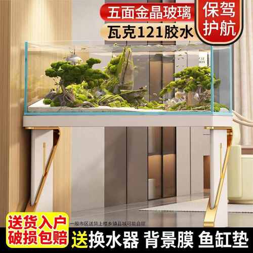 斗乌龟客厅金鱼缸水草寿兰白缸超溪流缸缸玻璃生态晶
