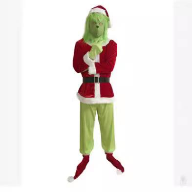 Christmas Grinch clothes thief green hair monster mask head