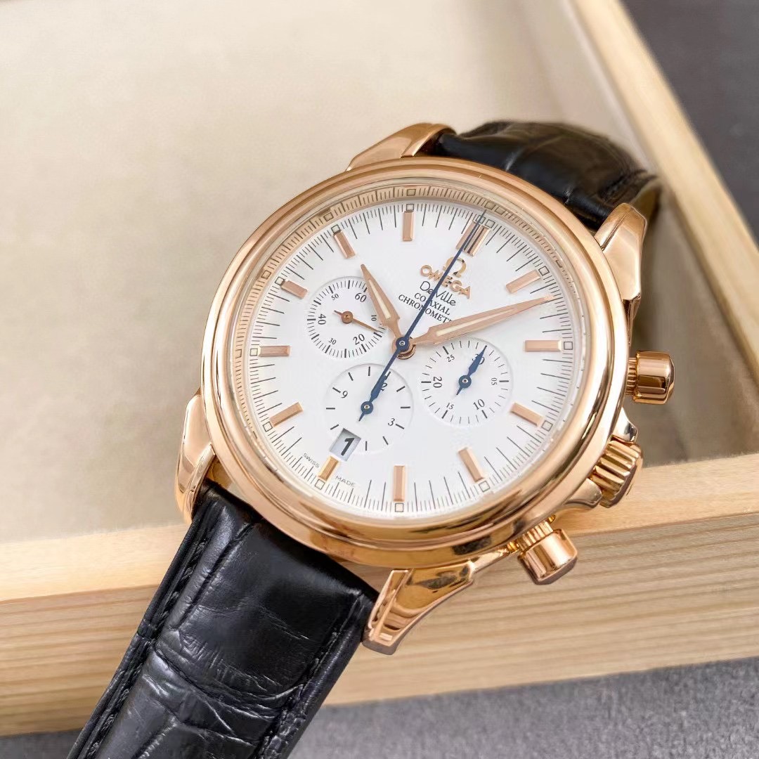 公价128200】盒证98新41mm欧米茄碟飞4650.20.32玫瑰金机械男表