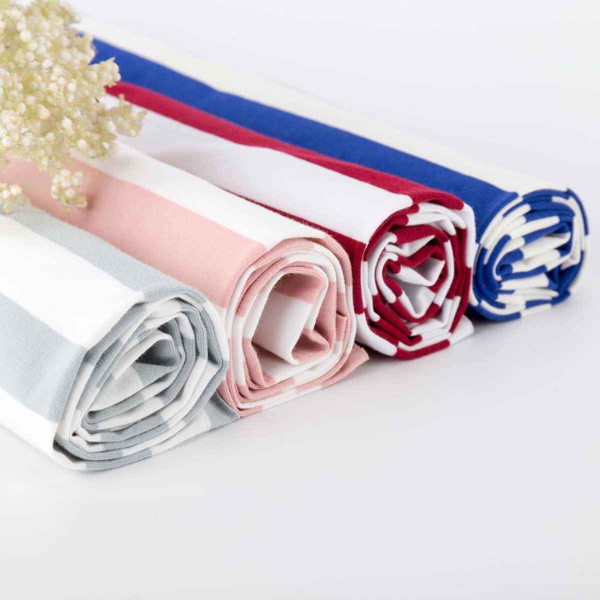 棉布针织针织平纹条纹汗夏面料40s精梳棉布料色织休闲服拉架面料