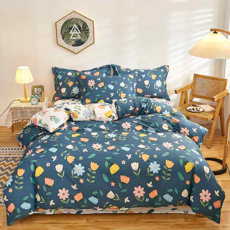 正品全棉床上四件套简约条纹180x米220cm被套1.82x.2x2被.4纯棉罩