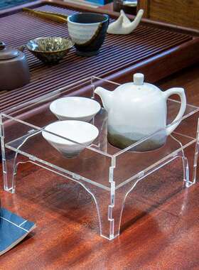 新中式亚克力收纳茶具茶器配件橱窗托盘花架茶台茶桌茶道茶棚摆件