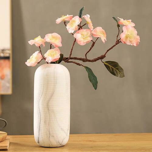 水墨画中式素烧陶瓷花瓶中式民宿仿真梅花桃花荷花艺软装饰品