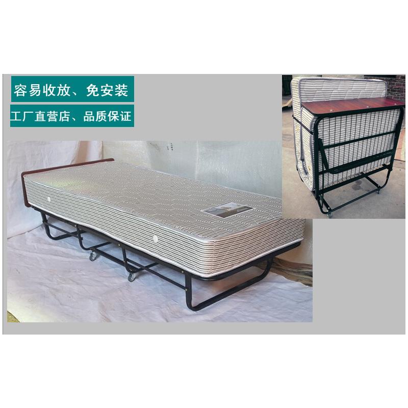 JH-001-0店加床属折叠床家用弹簧折叠床轮带子便携式酒单人折叠床