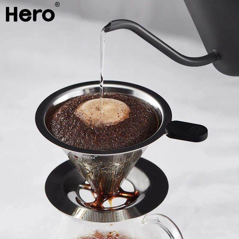 hero手冲V60咖啡过滤网家用不锈钢滤杯滴漏式漏斗免滤纸咖啡壶