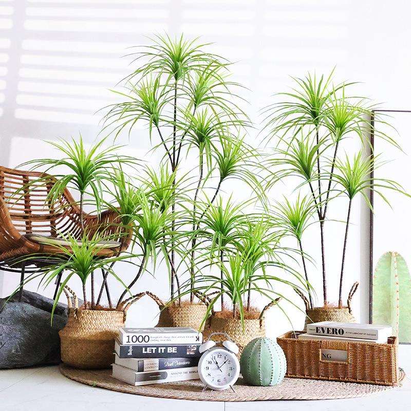 轻奢仿真绿植千年木客厅装饰盆栽植物仿生假花龙血树室内落地摆件