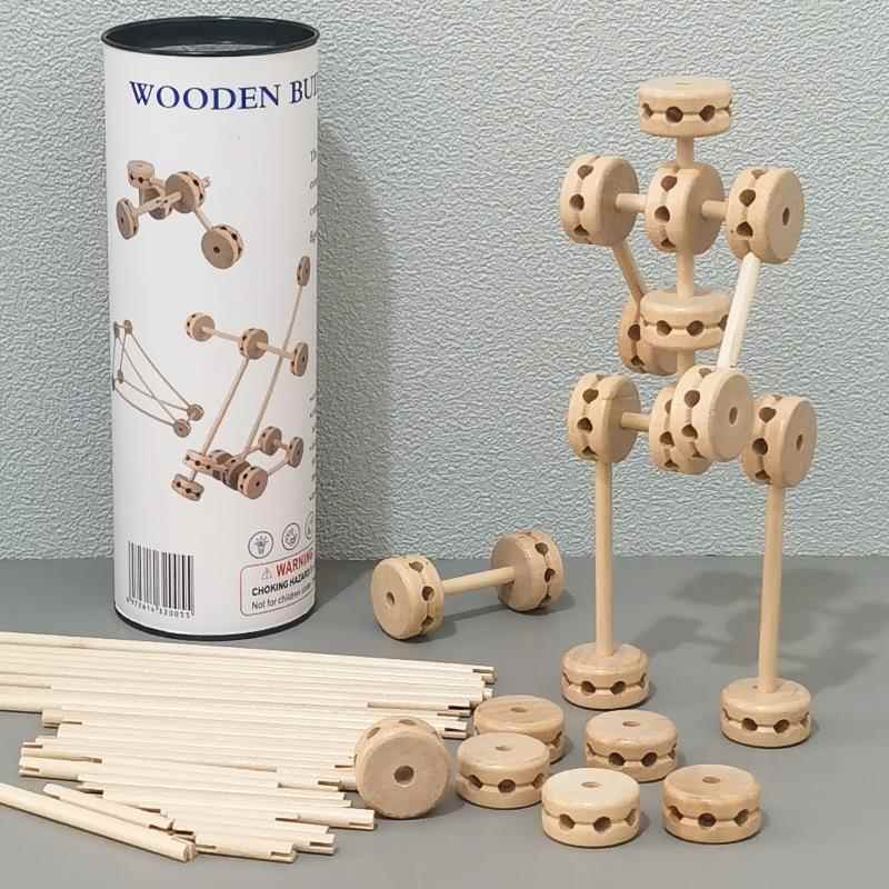 中大班建构区低结构投放材料幼儿园桌面拼插积木小班益智区域玩具