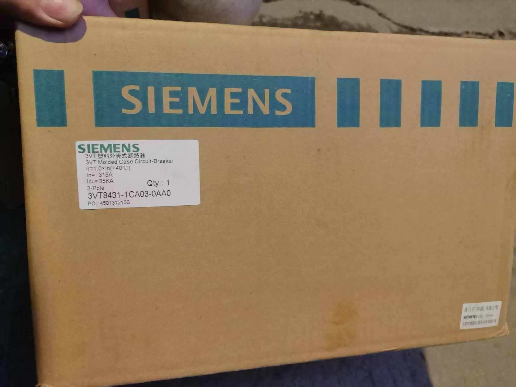 西门子3VT8431-1CA03-0AA0断路器，315A全