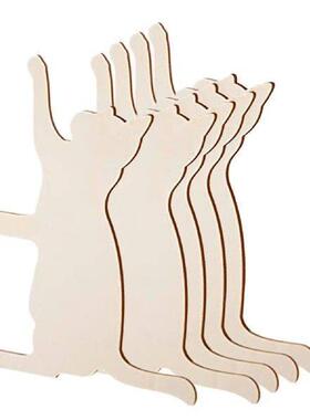 5 Pieces Wood Cat Cutouts Handmade Lightweight Unfinished