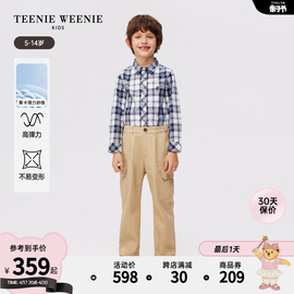 teenieweeniekids小熊童装，24春季男童经典，英伦风格纹衬衫