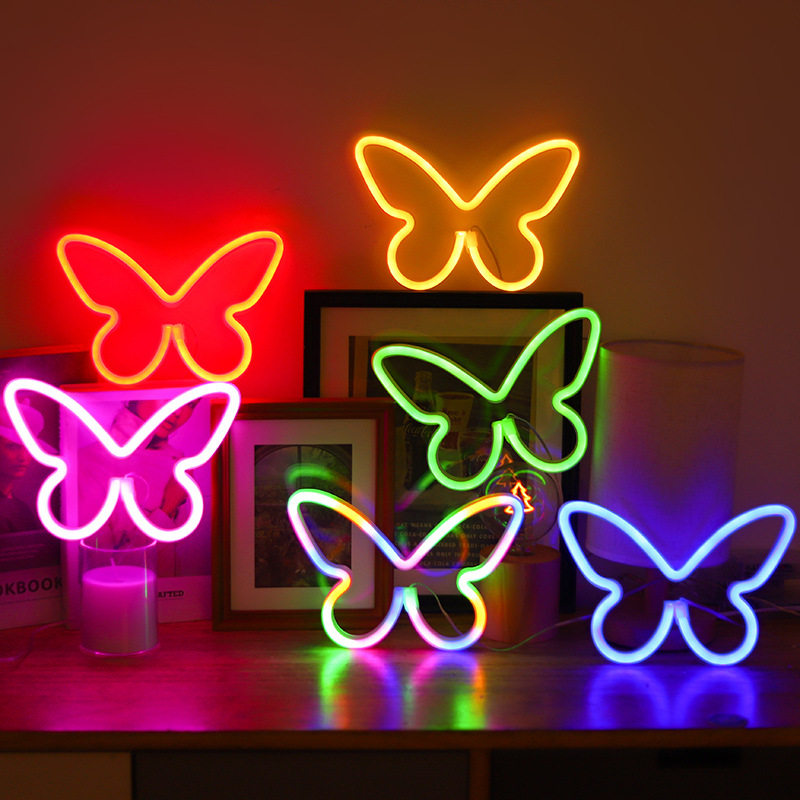 LED霓虹灯跨境蝴蝶造型小夜灯串