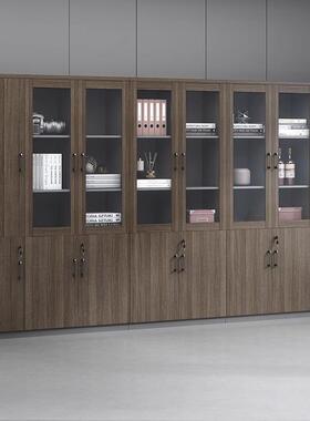 文件柜木质落地资料柜档柜储柜带锁公带玻璃NOY门收物纳案柜办室