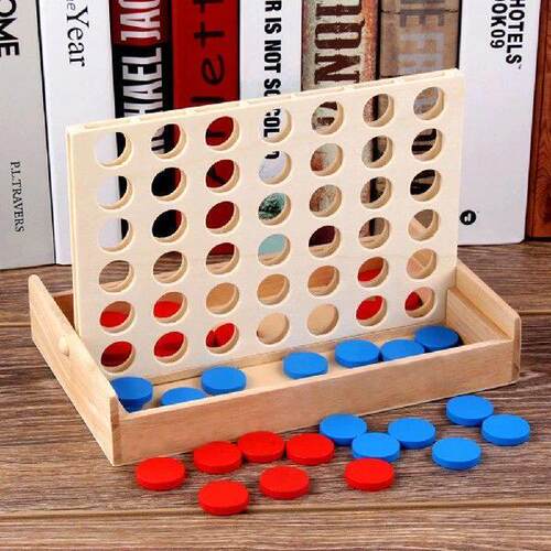 Wooden 4 in A Row Game Foldable Line Up 4 Game Connect The