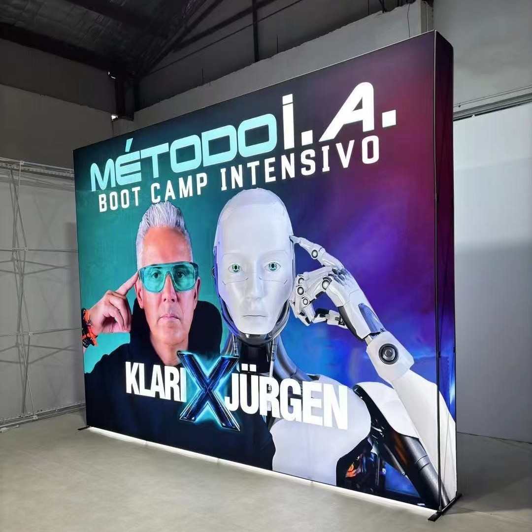 外贸展会拉网灯箱折叠SEG发光背景墙便携铝合金落地LED展示架