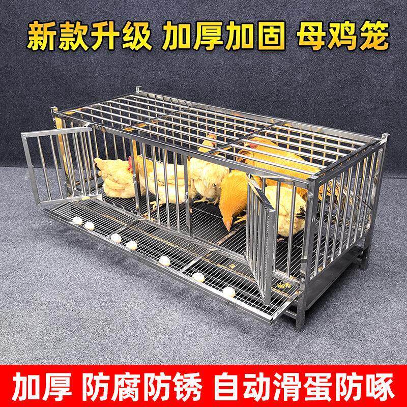 新款加厚不锈钢鸡笼子自动滚蛋养鸡笼家用养殖鸡窝加宽防啄蛋鸡舍