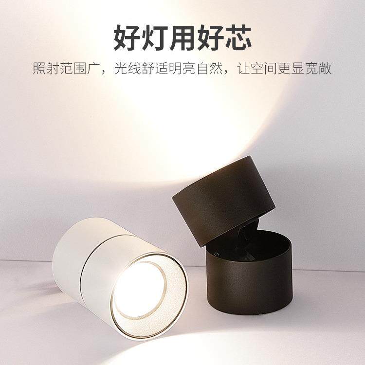 全光谱明装射灯可调角度家用免开孔吸顶式可折叠聚光LED筒灯3005